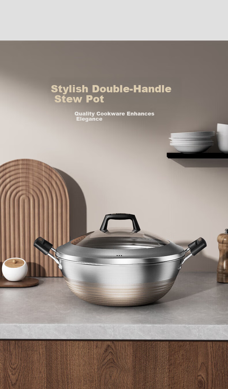 Kambach Titanium Honeycomb Double-Handle Deep Large Capacity Non-Stick 32cm Stew Pot Compatible with Gas and Induction Cooktops 10