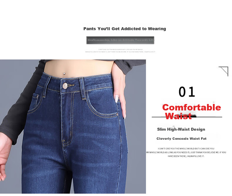 Pierre Cardin High Waist Slimming Women's Jeans Summer Casual Stretch Fitted Flared Pants Dark Blue 27 5