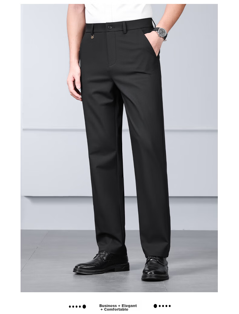 ROMON Elastic Comfortable Men's Dress Pants Spring Autumn High-end Business Casual Suit Trousers Gray 35 13