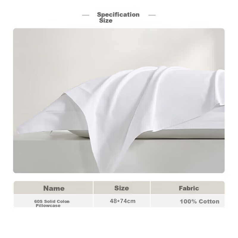 ZiiU White Hotel Pillowcases 60s Xinjiang 100% Cotton Guesthouse Hotel Hospital Pillowcase Pair 48x74cm
