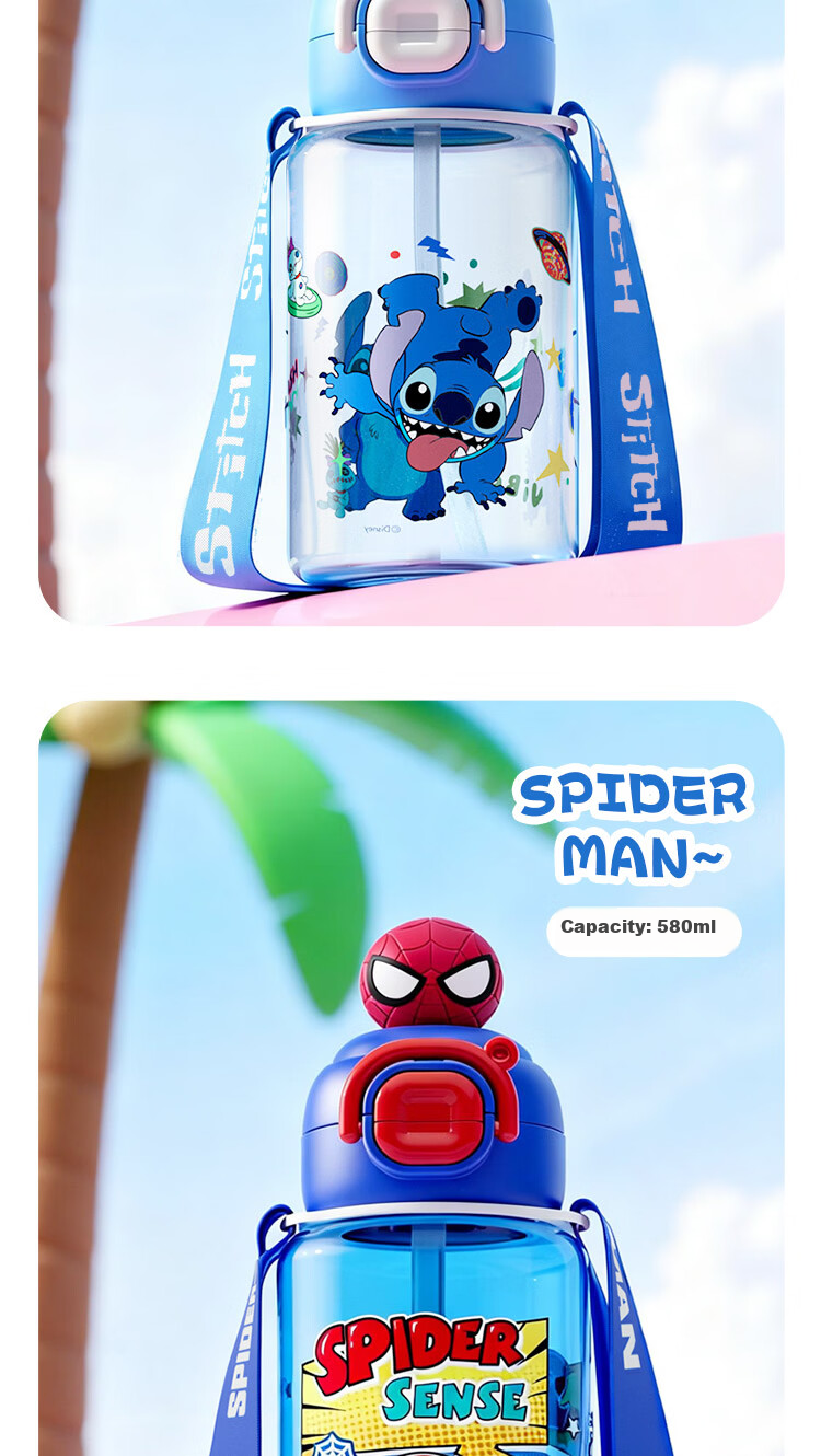 Disney Large Capacity Straw Water Bottle High-Quality Cup for Men and Women Children's Student Sports Water Bottle Summer Gift 10
