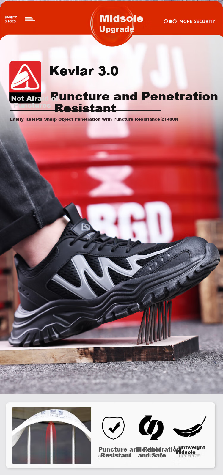 Dinggu Men's Safety Work Shoes Steel Toe Anti-Smash Anti-Puncture Construction Work Shoes New JD1639mi39 2