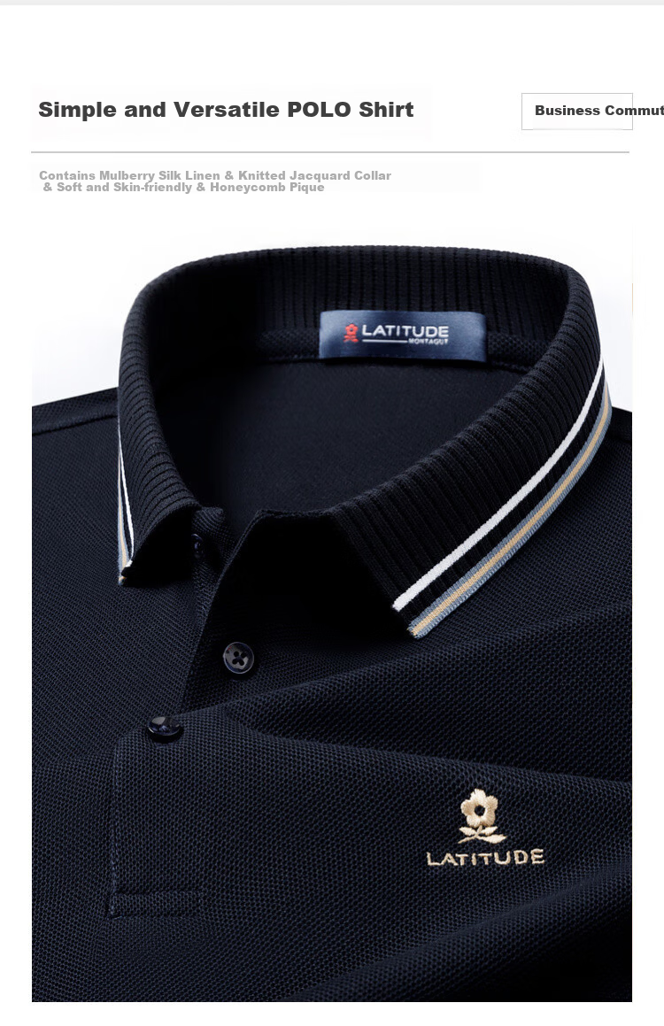 MONTAGUT Men's Lunar New Year Polo Shirt Long-Staple Cotton Mulberry Silk Linen Soft Comfortable Long Sleeve T-Shirt Linen Apricot XL 3