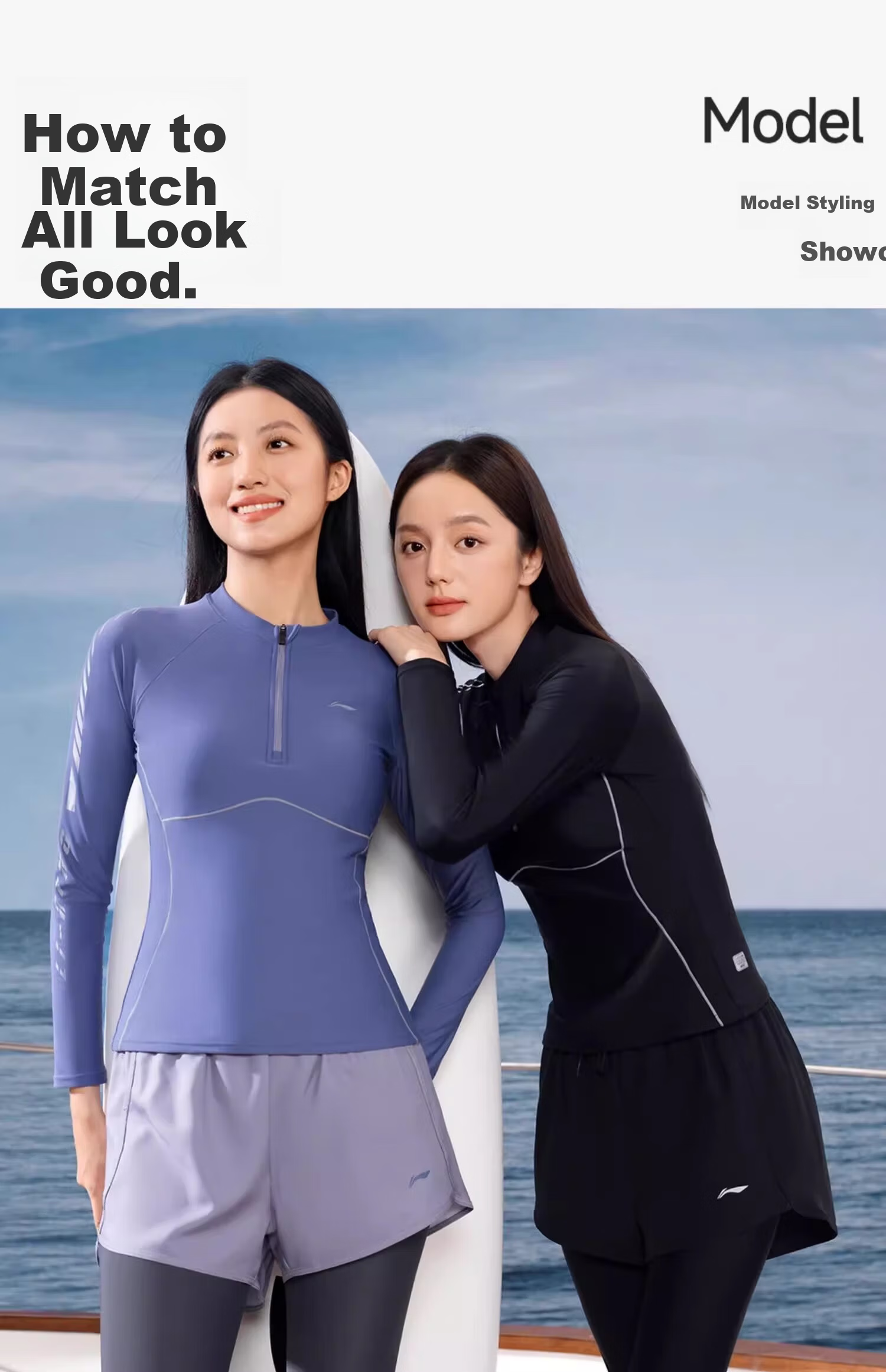 Li-Ning Snorkeling Jellyfish Suit Surfing Gear UV Protection Two-Piece Women's Long Sleeve Long Pants Quick-Dry Plus Size Swimsuit 23