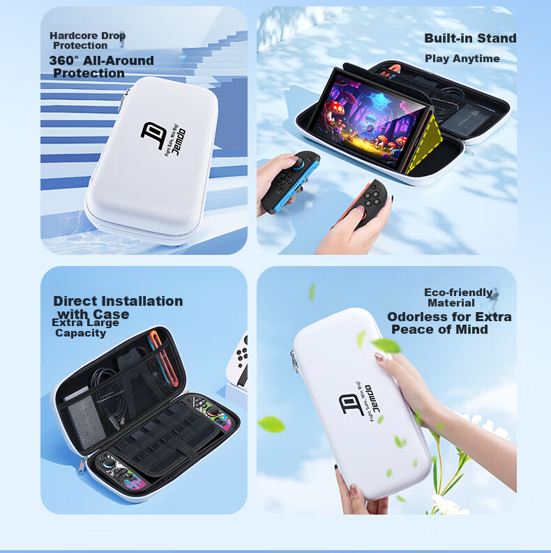 Jemdo Nintendo Switch 2 Storage Case, NS2 Game Console Protective Cover, Hard Shell Storage Bag, Multifunctional Portable Storage Box with Stand, Accessory 10
