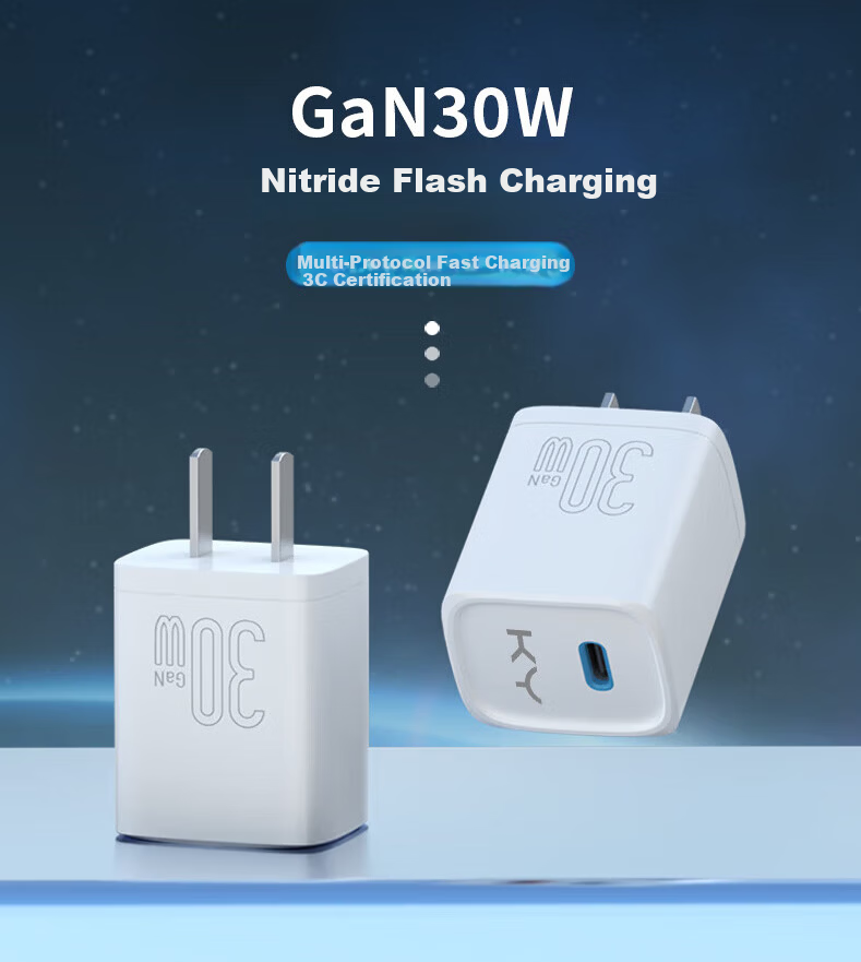 KY Kangyou GaN Fast Charger Compatible with PD30W/20W/27W for iPhone 15/16/Pro/Max, iPad, Huawei, Xiaomi Phones and Tablets Charging Adapter 1