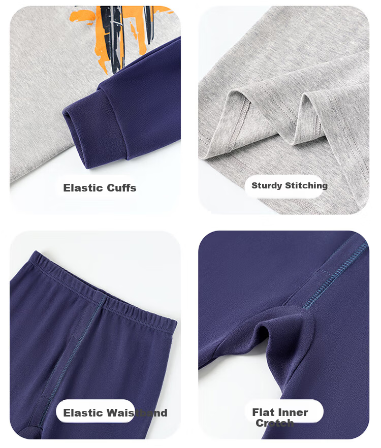 Bingxue Mian Cotton Kids Thermal Underwear Set Boys Pure Cotton Class A Autumn Clothes and Pants 7A Antibacterial Boys Mid to Big Kids Cotton Sweater 15