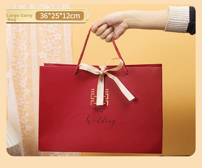 40,000 Kilometers Wedding Engagement Gift Tote Bag Dowry Red Storage Organizer Wedding Celebration Bag Bridal Gift Candy Bag 10