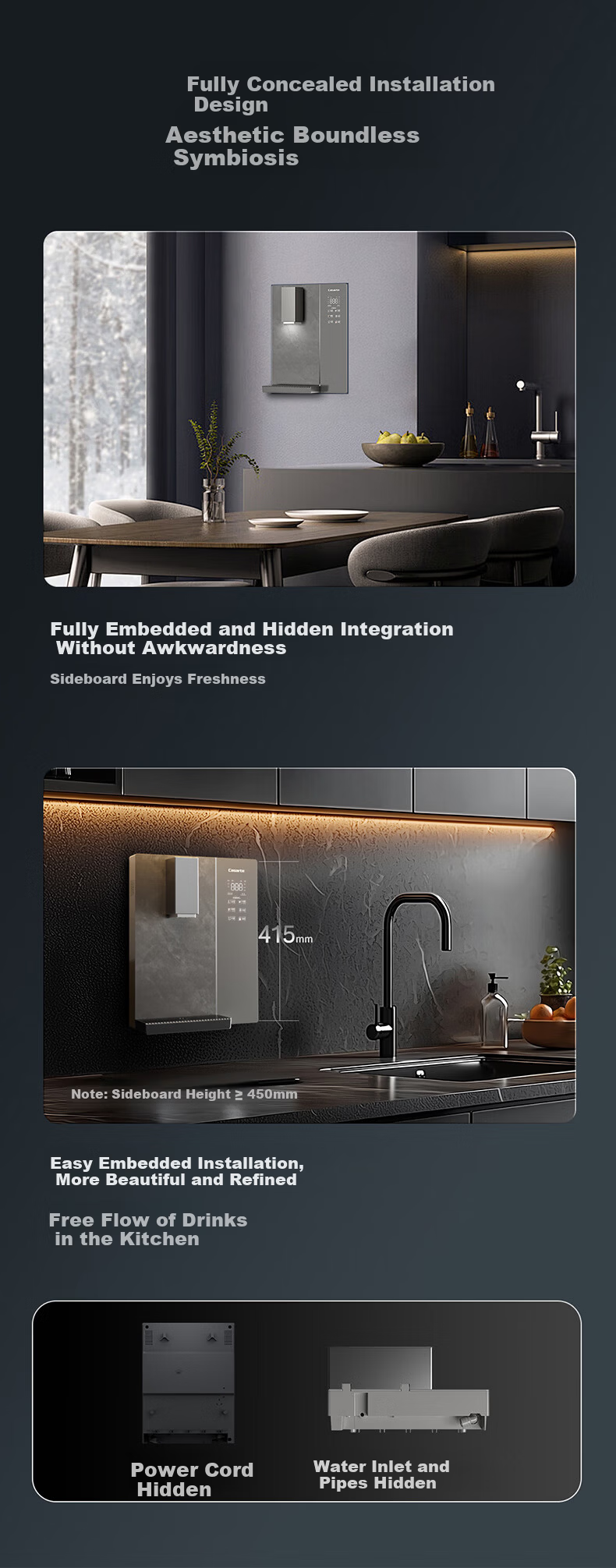 Casarte Wall-Mounted Pipeline Machine Stainless Steel Core Household Sideboard Water Dispenser Main Pipeline Stainless Steel 0 Silicone Odorless Under-Sink RO Machine High Flow Instant Heating Water P 9