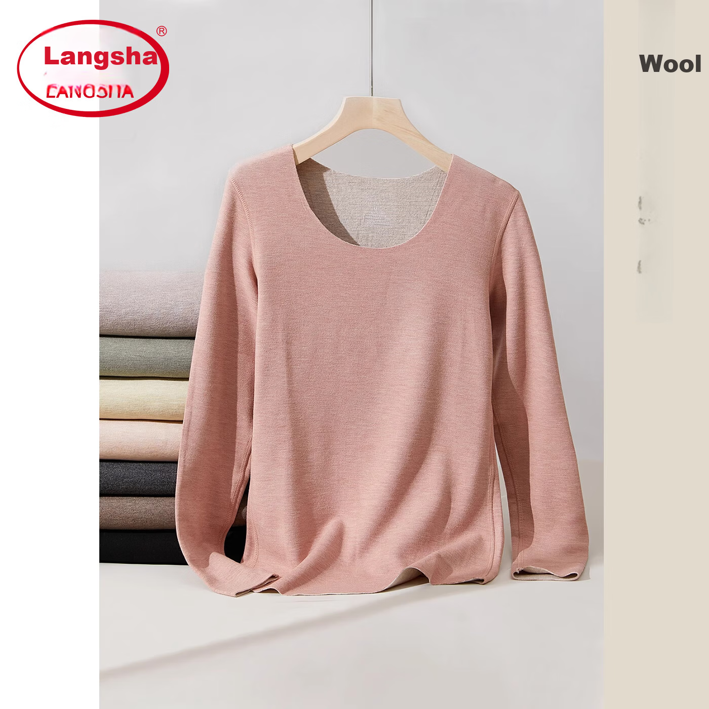 LangSha Acrylic Heating Fiber Seamless Thermal Underwear Women's Wool Mulberry Silk Winter Top Black XL