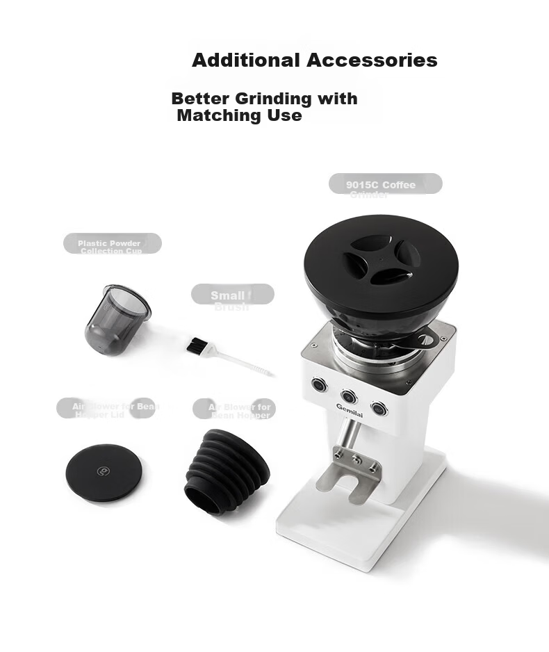 GEMILAI G9015C Electric Coffee Grinder with Dual Bean Hopper, 64mm Flat Burr, Home Use, Small Appliance, New Year Gift 15