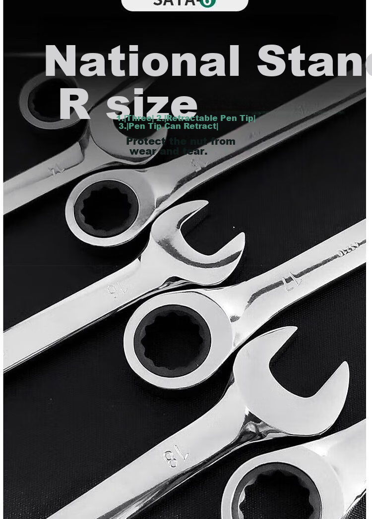 SATA 43206 Fully Polished Dual-Use Quick Ratchet Wrench 13MM 10
