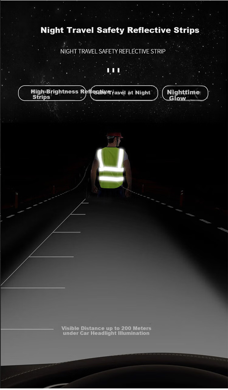 Disguiser Reflective Vest Elastic Reflective Straps Night Sports Warning Protective Sanitation Construction Vest Adjustable Buckle Fluorescent Green 9