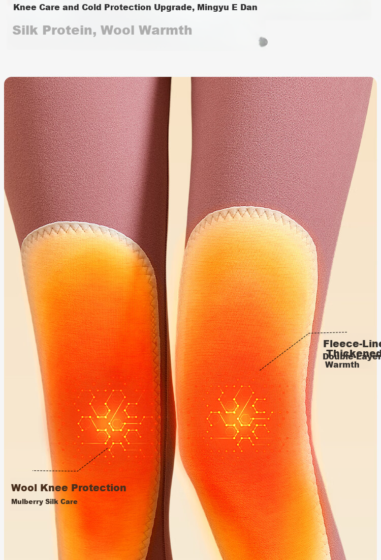 Urban Beauty [Down Silk Protein] Women's Winter Thermal Pants Wool Pants Knee Patch Fleece Lined Plus Size Cold Resistant Long Johns 6