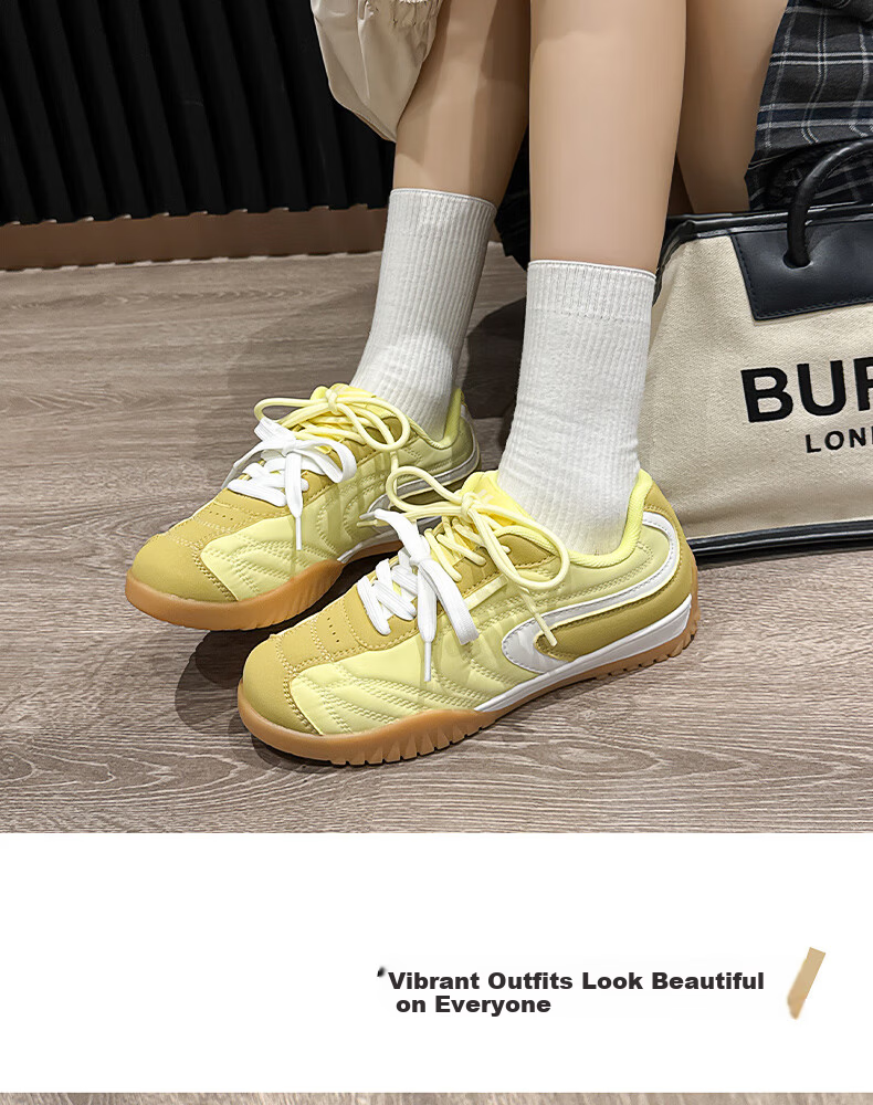 Warrior Women's Sneakers 2026 Summer New Dopamine Soft Sole German Training Shoes Casual Women's Shoes A-Gan Women's Shoes Yellow Size 37 11