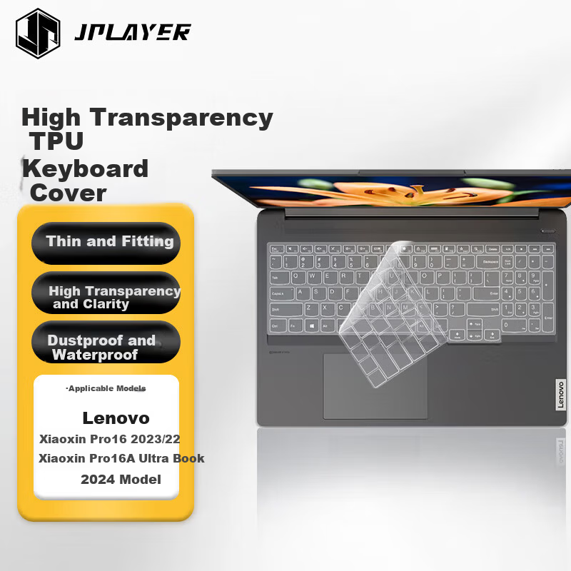 JPLAYER Keyboard Film for Lenovo Xiaoxin Pro16 2023/22 AI Super Notebook 2024 TPU High Transparency Dustproof Protective Cover