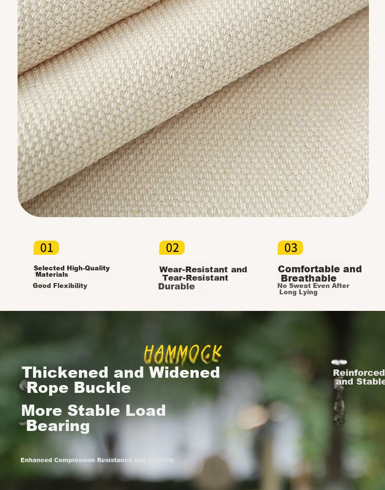 Ansell Portable Outdoor Double Hammock Thickened Wide Durable High Load Swing Hammock 8K00267 5