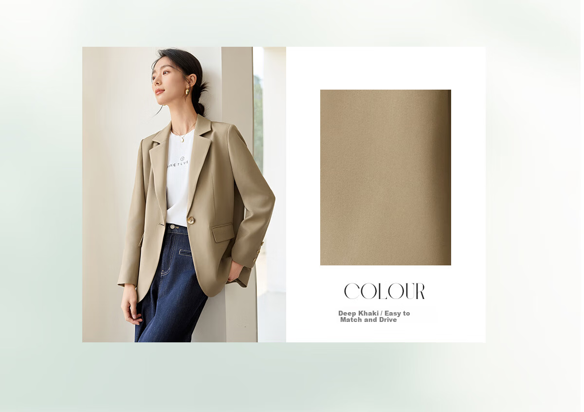 Chushen Chunqiu Women's Classic Simple H-Shape Blazer Casual Commuter Suit Jacket S51U012 3