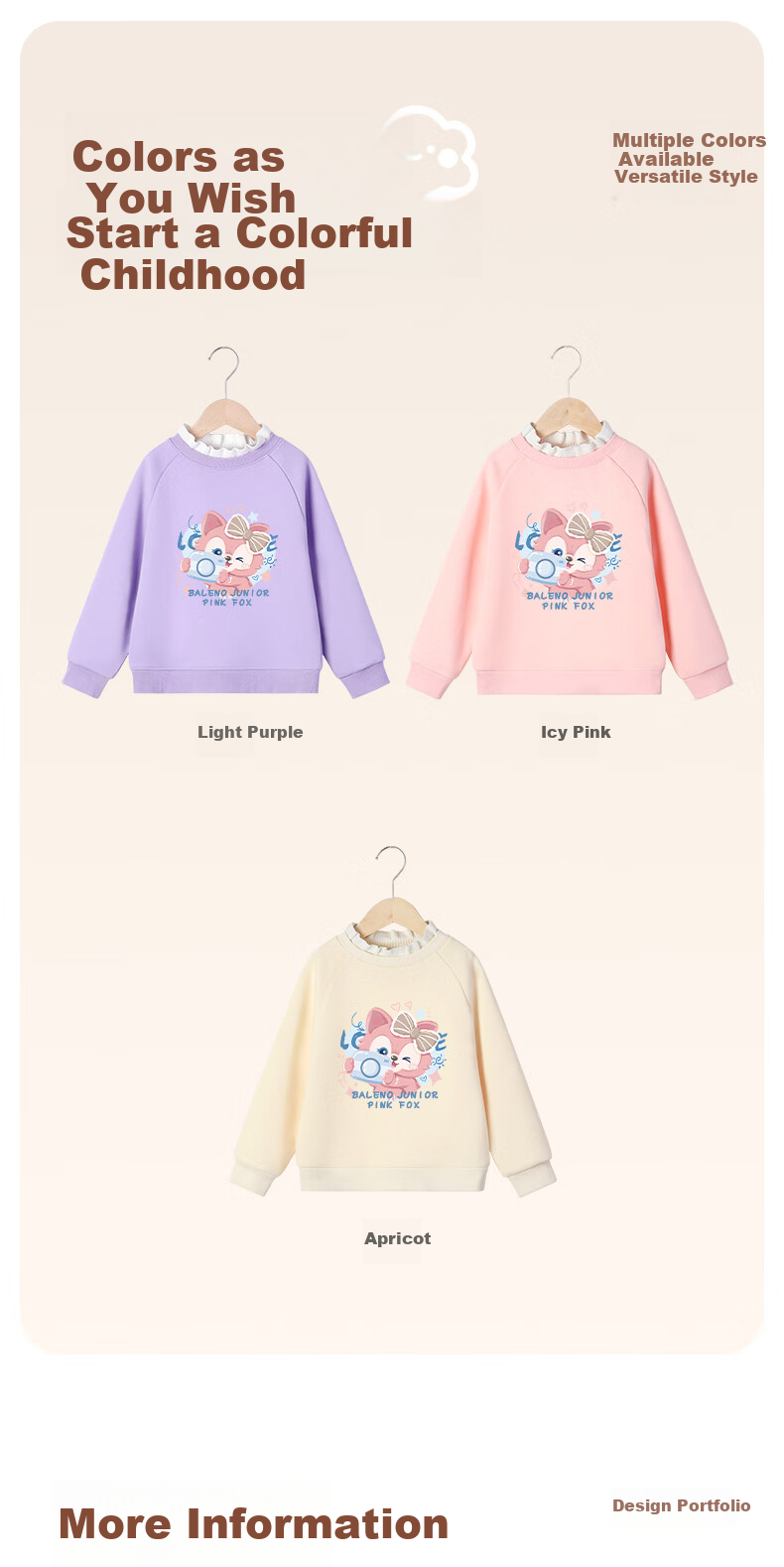 Baleno Girls' Winter Pullover Hoodie 2025 Ruffled Edge Fleece-Lined Thickened Autumn and Winter Top 5