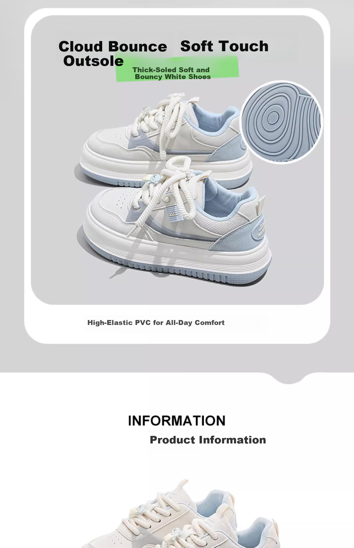 Warrior Official Women's Casual Shoes 2026 Summer New Thick Sole White Sneakers Breathable Shoes for Women Light Blue Size 37 5
