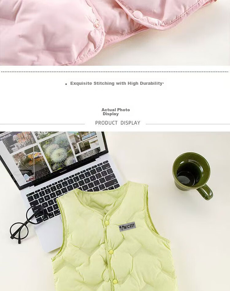 Disney Autumn Winter New Girls' Vest Sweet Macaron Color School Uniform Essential Mid to Large Kids' Vest Inner Wear 5