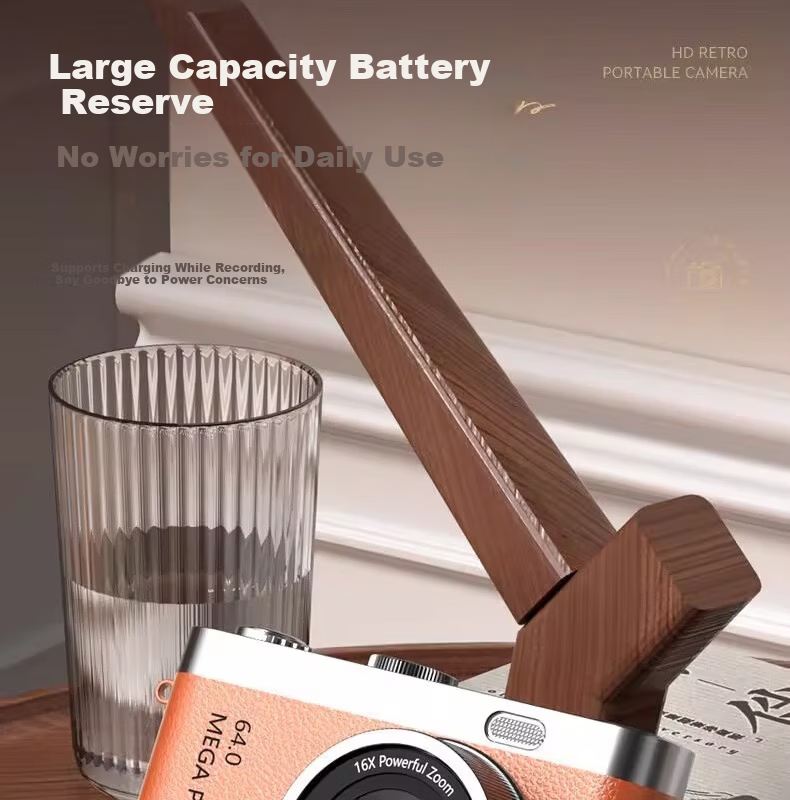 Black Cat Diary DK17 Digital Camera CCD Student Retro Campus Mini Camera Handheld Vlog Entry-Level Shooting Y03 Kids Card Instant Portable Photo Toy Gift Brown 64G 17