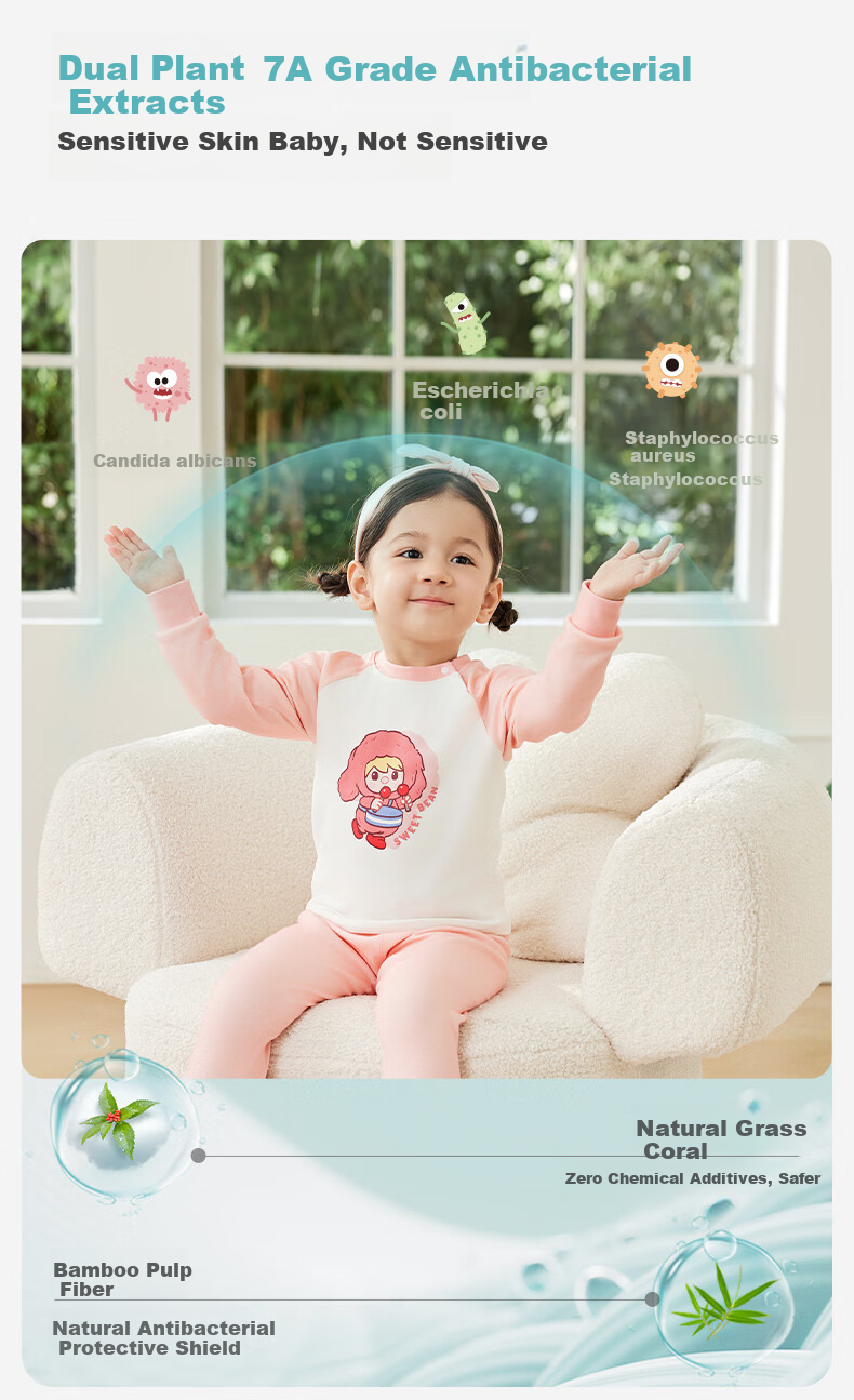 Ibaby × Outlast Space Technology Thermoregulated Deep Sleep Children's Pajamas Homewear Rabbit Drummer Size 120 6