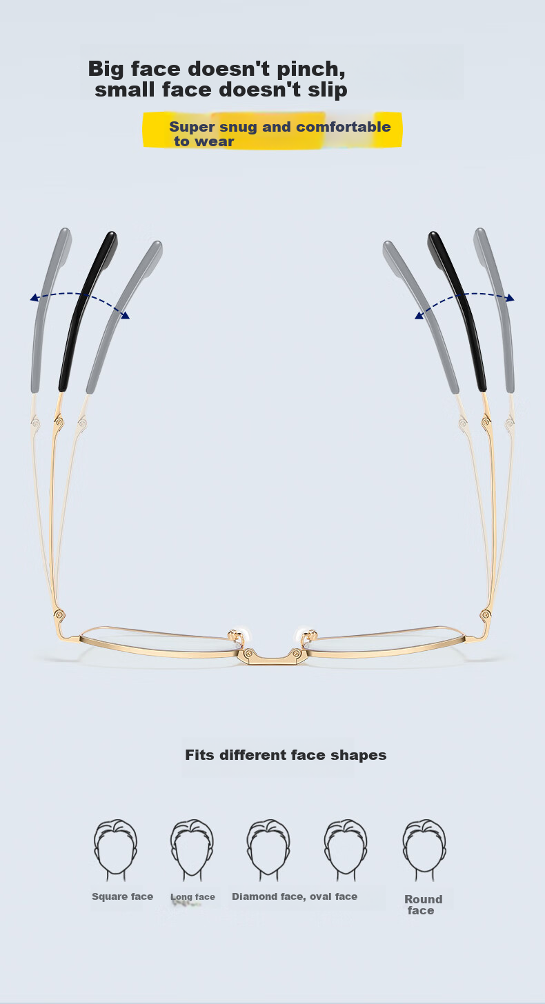 HLA Unisex Reading Glasses HD Blue Light Blocking Portable Folding Elderly Presbyopic Glasses Elegant Gold 3