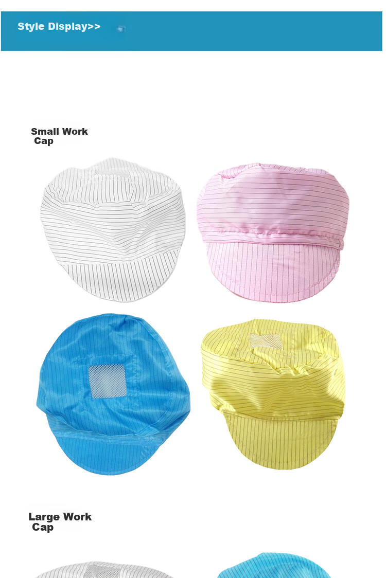 Houchuang Anti-Static Cap [Jingcang Delivery] Dust-Free Cleanroom Electronic Food Workshop Duckbill Work Cap Blue (Small Cap) 5 Pieces 3