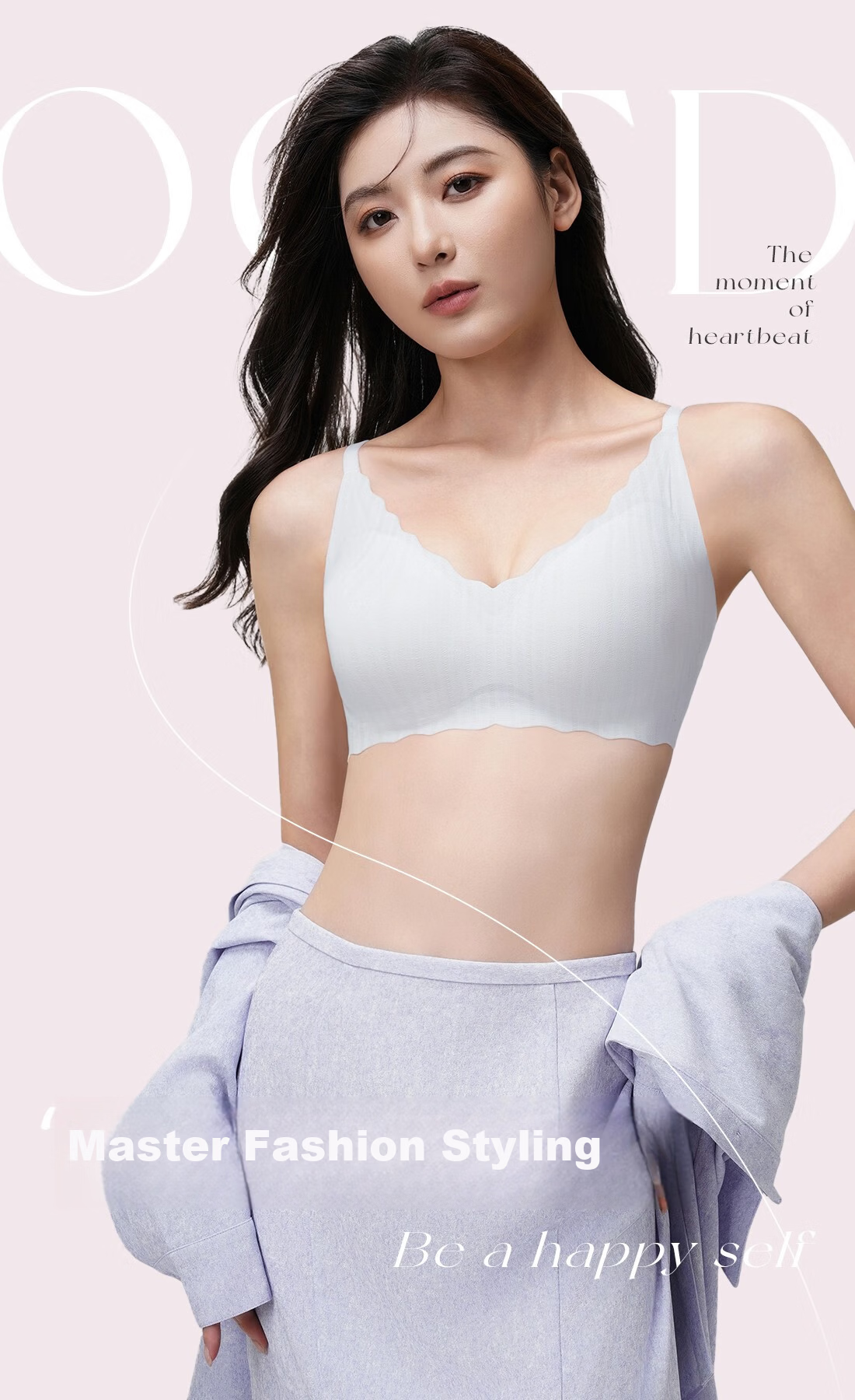 Ordifen Grade 7 Antibacterial Underwear Black Technology W-Shaped Soft Support Push-Up Side Breast Gathering Skin-Friendly Breathable Lace Sweet Bra 20