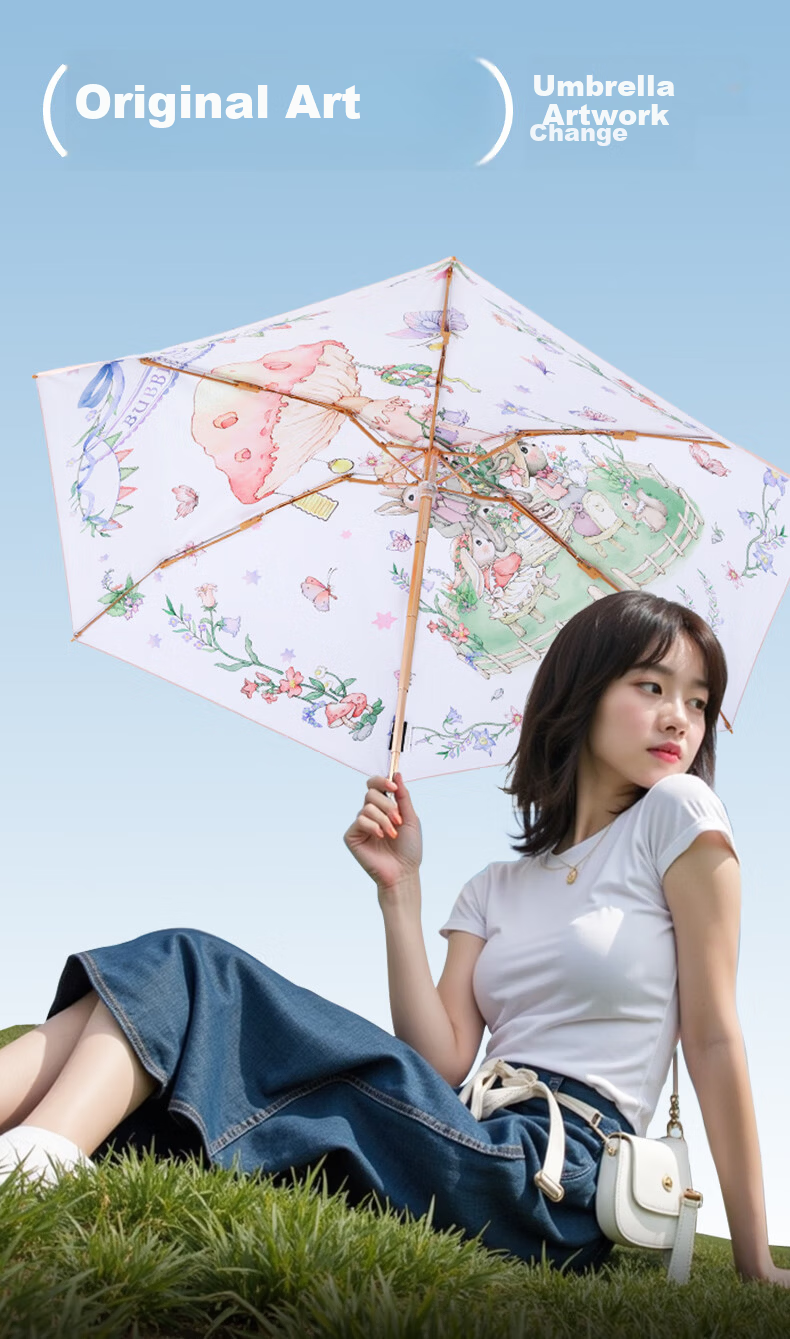 MAMORU Artistic Sun Umbrella UV Protection Dual-Layer Lightweight Portable Compact Sunshade Rain Umbrella 2