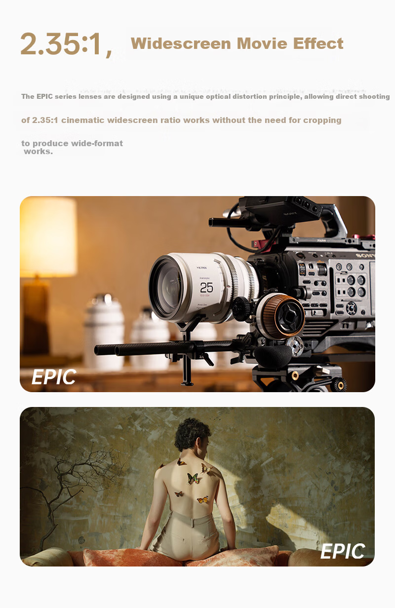 VILTROX EPIC Series Anamorphic Wide-Screen Cinema Lens EPIC 35mm T2.0 1.33X E-Mount (Blue Brushed) 13