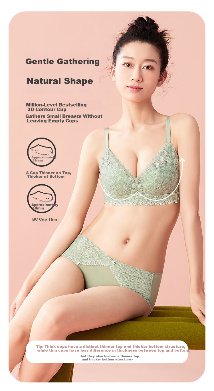 Cosmo Lady Women's Sexy Lace Comfortable Breathable Soft Gel Ring Push-Up Bra Set Gift 2B25A3 14