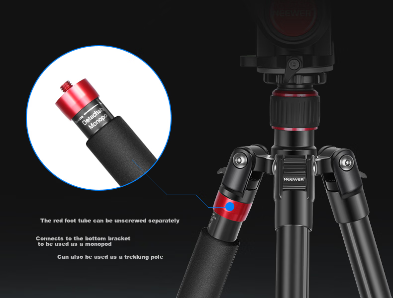 NEEWER Aluminum Alloy Lightweight Tripod for DSLR And Mirrorless Cameras, Professional Universal Photography And Video Stand, Outdoor Travel Monopod SAB264 11