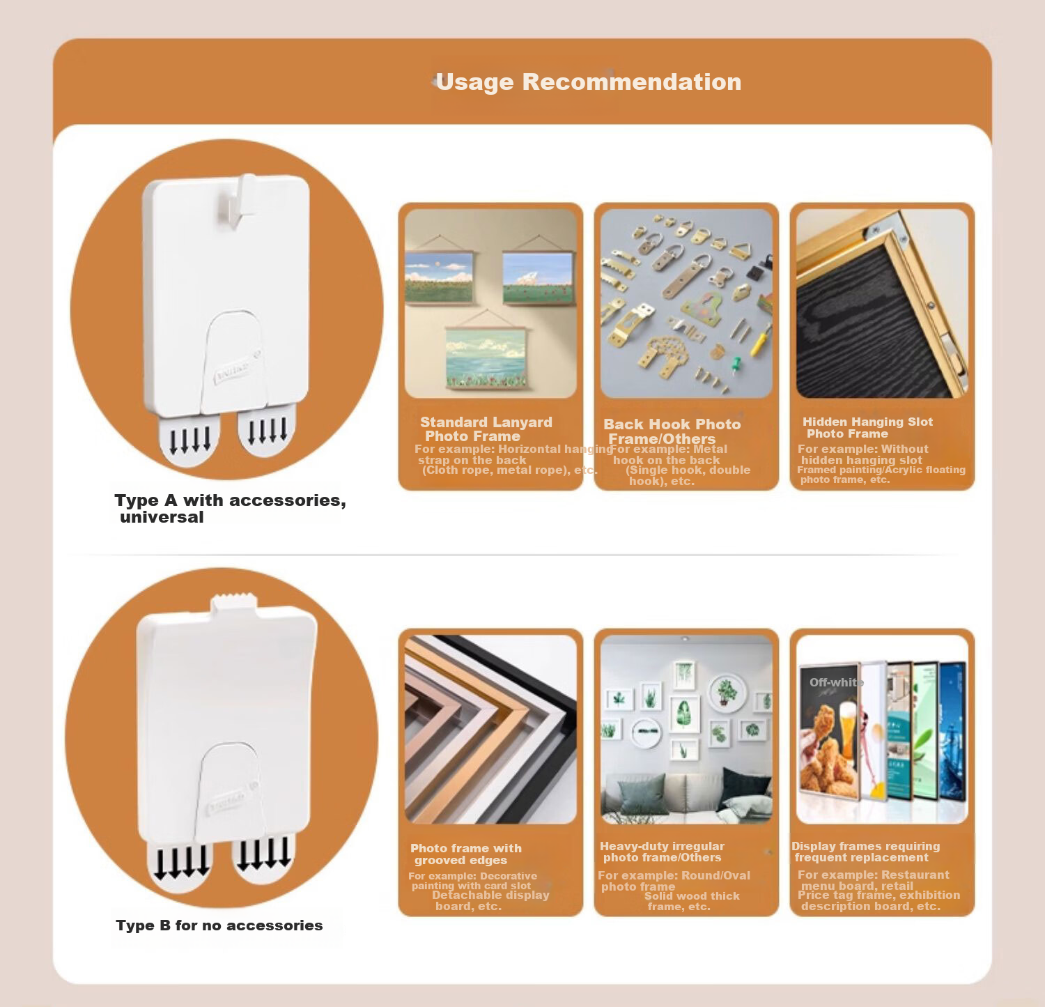 Taili Picture Frame Hook Model B Strong No-Trace Wall Hook for Hanging Wedding Photos and Frames, No Drilling Wall Mounting Tool 2