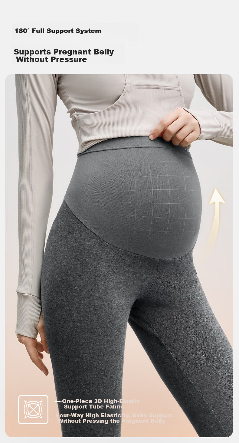 EMXEE Maternity Thick Leggings, Autumn New Style Pregnancy Yoga Pants, Maternity Tummy Support Pants, Butt-Lifting Pants, Maternity Wear, Black 10