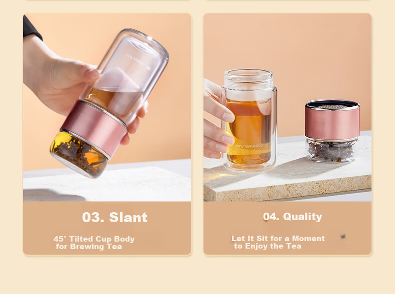 BVGMAV Glass Cup for Women Double-Layer Heat-Resistant Glass Tea Water Separation High-Value Tea Infuser Cup Premium Custom Gift 19