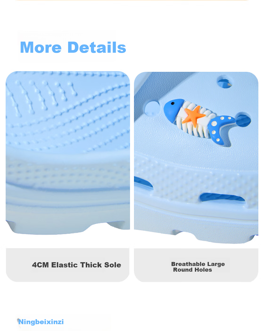 MINISO Colorful Ocean Series Perforated Slippers, Blue, Size 37-38 7