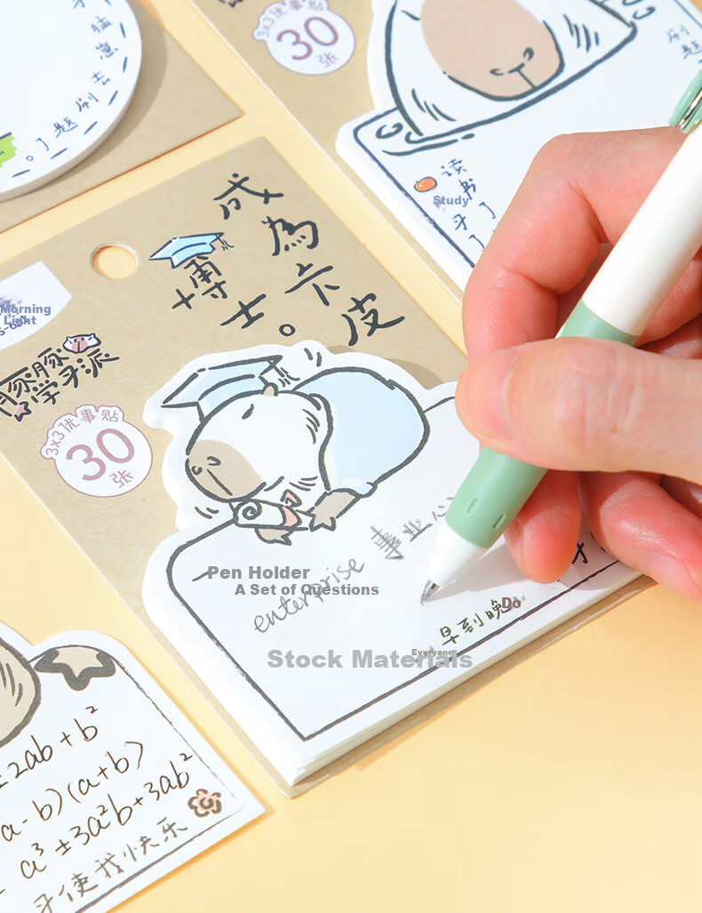 MASMARCU Morning Light Stationery Alice Sticky Notes 30 Sheets Adhesive Memo Pads Cartoon Student Note Stickers 1 Random Notebook YS0296 Exam Essential 4