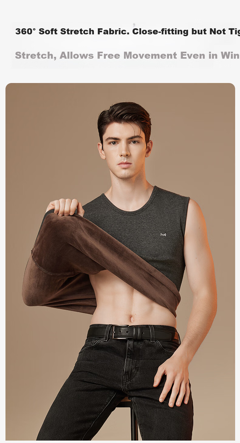 MiiOW [Fleece-Lined Thick Cashmere] Men's Thermal Vest, Sleeveless Undershirt, Tank Top, Vest, Underwear for Women, Autumn And Winter 10