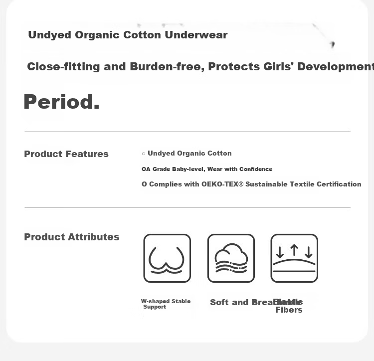 GUJIN Zero-Dye Organic Cotton 2-Pack Seamless Girls' Underwear Development Stage II Teen Bra for Middle and High School Students Size 85 2