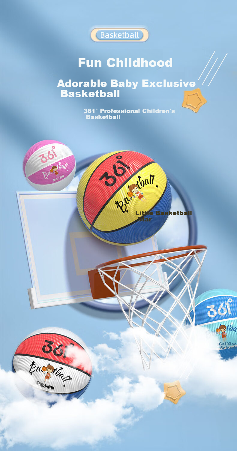 361° Children's Toy Basketball Size 5 for Kindergarten and Primary School, 3-6 Years Old Baby Soft Ball with Writable Name and Class Label 1