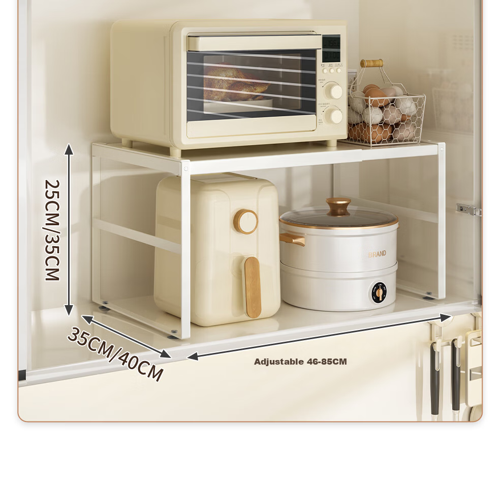 Jiabaili Adjustable Kitchen Storage Rack Countertop Cabinet Shelf Layered Rack Spice Organizer Pot Rack Desktop Small Shelf 28