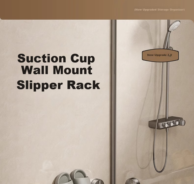 Xinpai Suction Cup Bathroom Slipper Rack No Drilling Wall-Mounted Vacuum Strong Suction Storage Rack 1