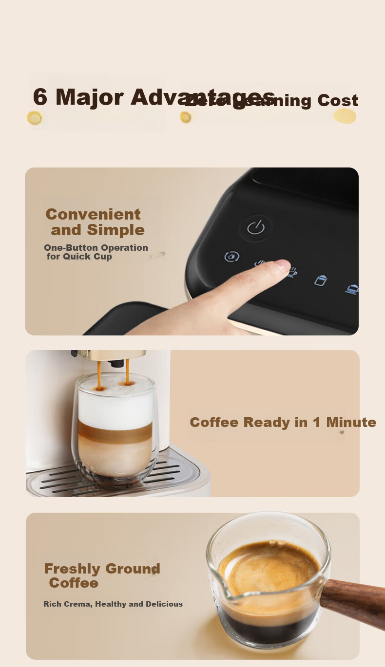 Gevi Fully Automatic Coffee Machine Small Grinder Integrated Italian American Coffee Dual Heating System GV-K01S One-Key Bean Cleaning [7-Day Free Trial] [Price Protection 618] 4
