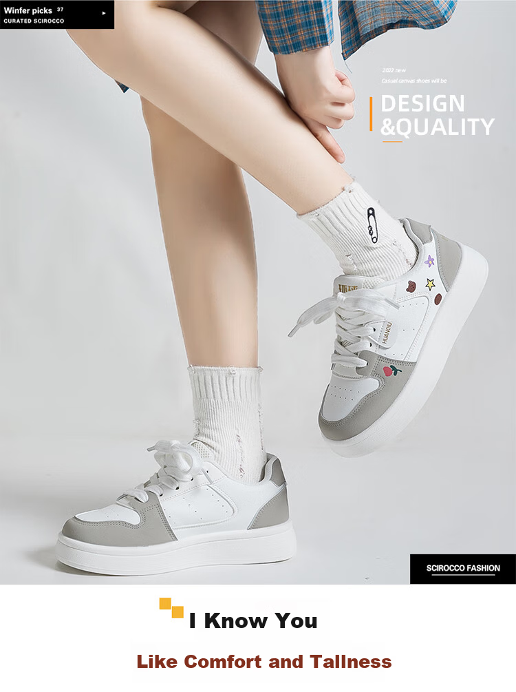 Global 2026 American Vintage Niche Vibe Style Height-Increasing Versatile Casual Original High-Value Trendy White Sneakers for Women 2