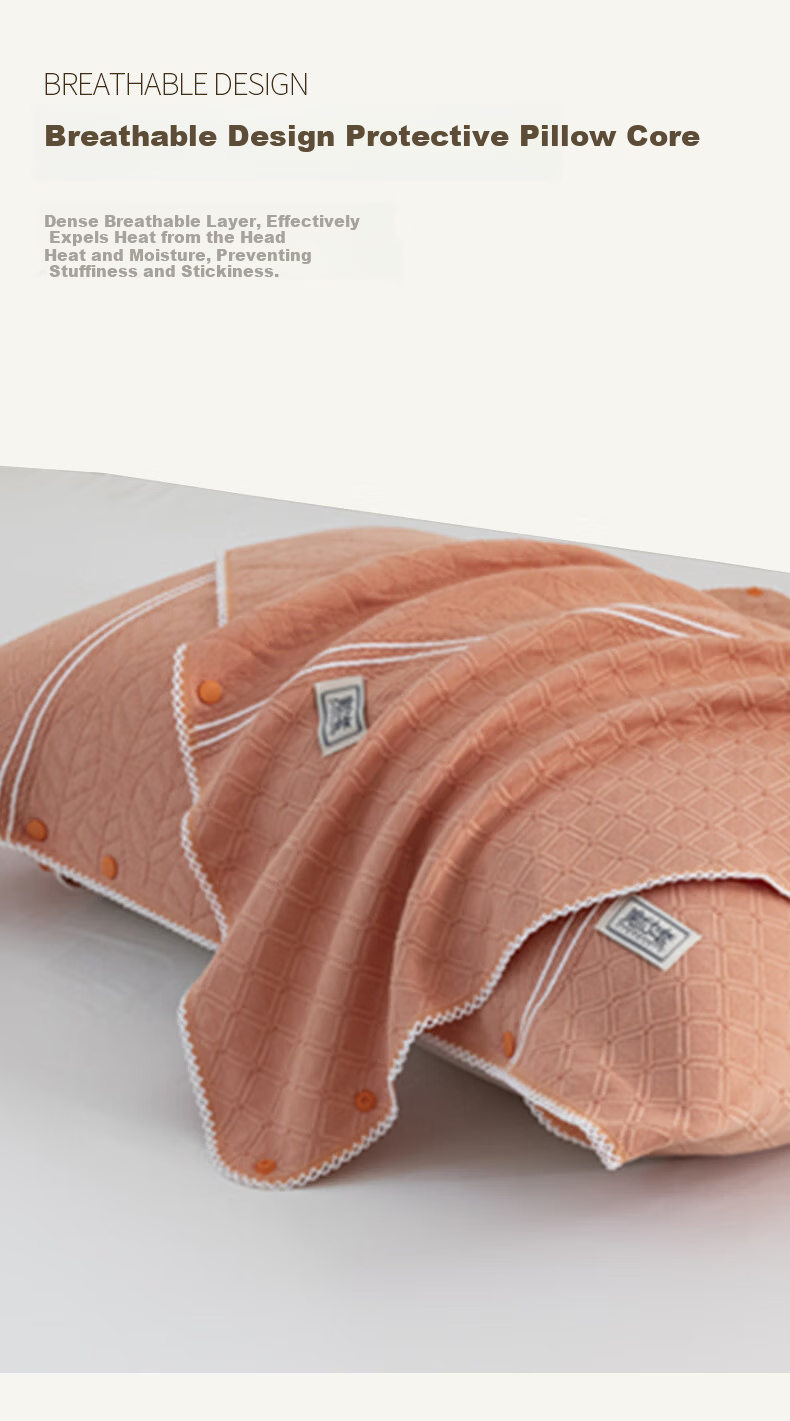 Hengyuanxiang Magic Pillowcase and Towel Set Pure Cotton Non-Slip Buckle Memory Pillowcase Amber Orange Pair 3