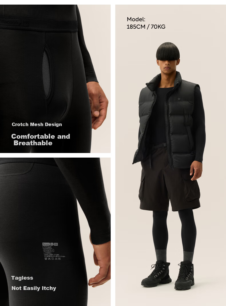Bananain Repi502++ Unisex Thermal Underwear Set 7A Antibacterial Thickened Autumn Winter Base Layer Shirt and Pants 15