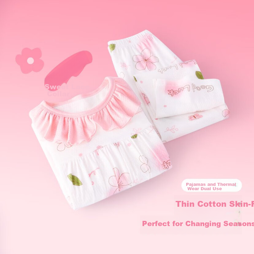DEESHA 100% Cotton Class A Children's Pajamas Spring Summer Thin Girls Homewear Baby Air Conditioning Suit Set