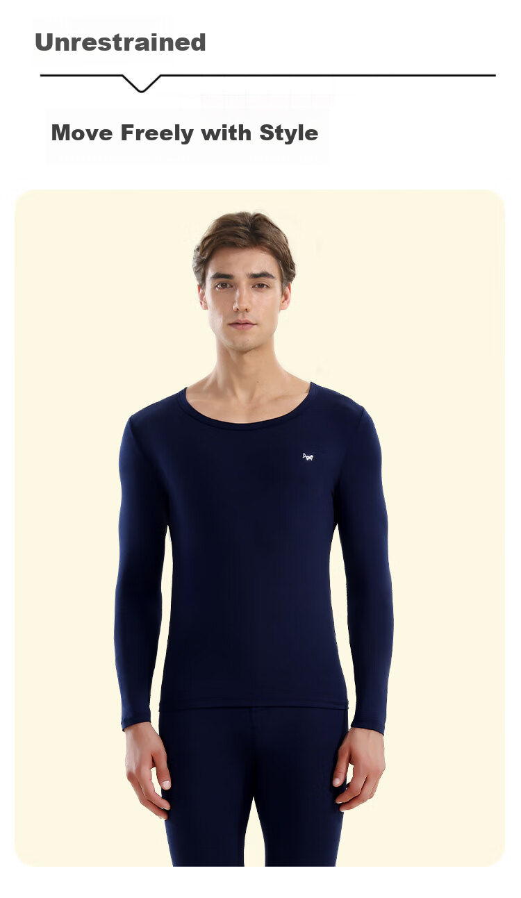 MiiOW 80S Modal Xinjiang Cotton Men's Thermal Underwear Set, Autumn Undershirt And Pants, Slim-Fit Base Layer Cotton Sweater, Heather Gray 20